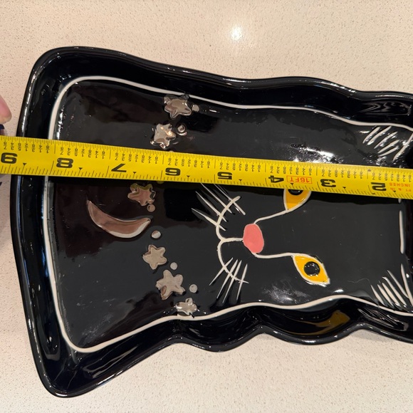 Anthropologie Black Ceramic Serving plate and 2 Mugs - Picture 10 of 12